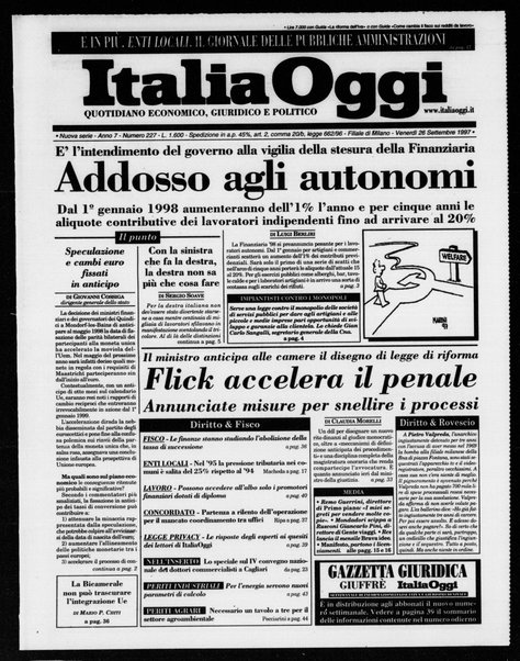 Italia oggi : quotidiano di economia finanza e politica